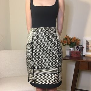 JCrew Jacquard Black & White Pattern Pencil Skirt